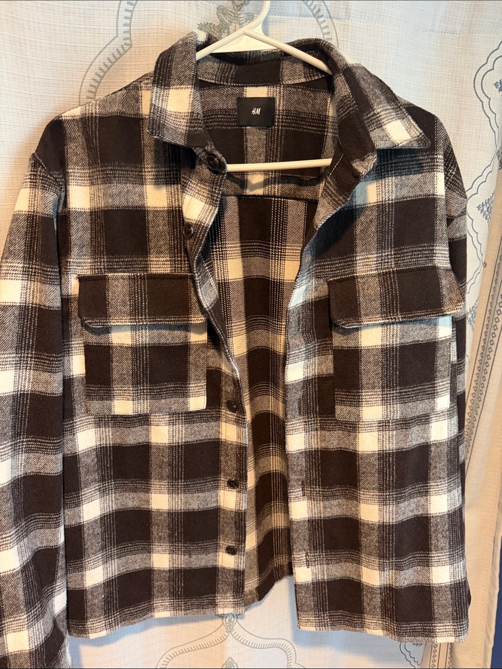 H&M Women's Black & Cream Plaid Shacket